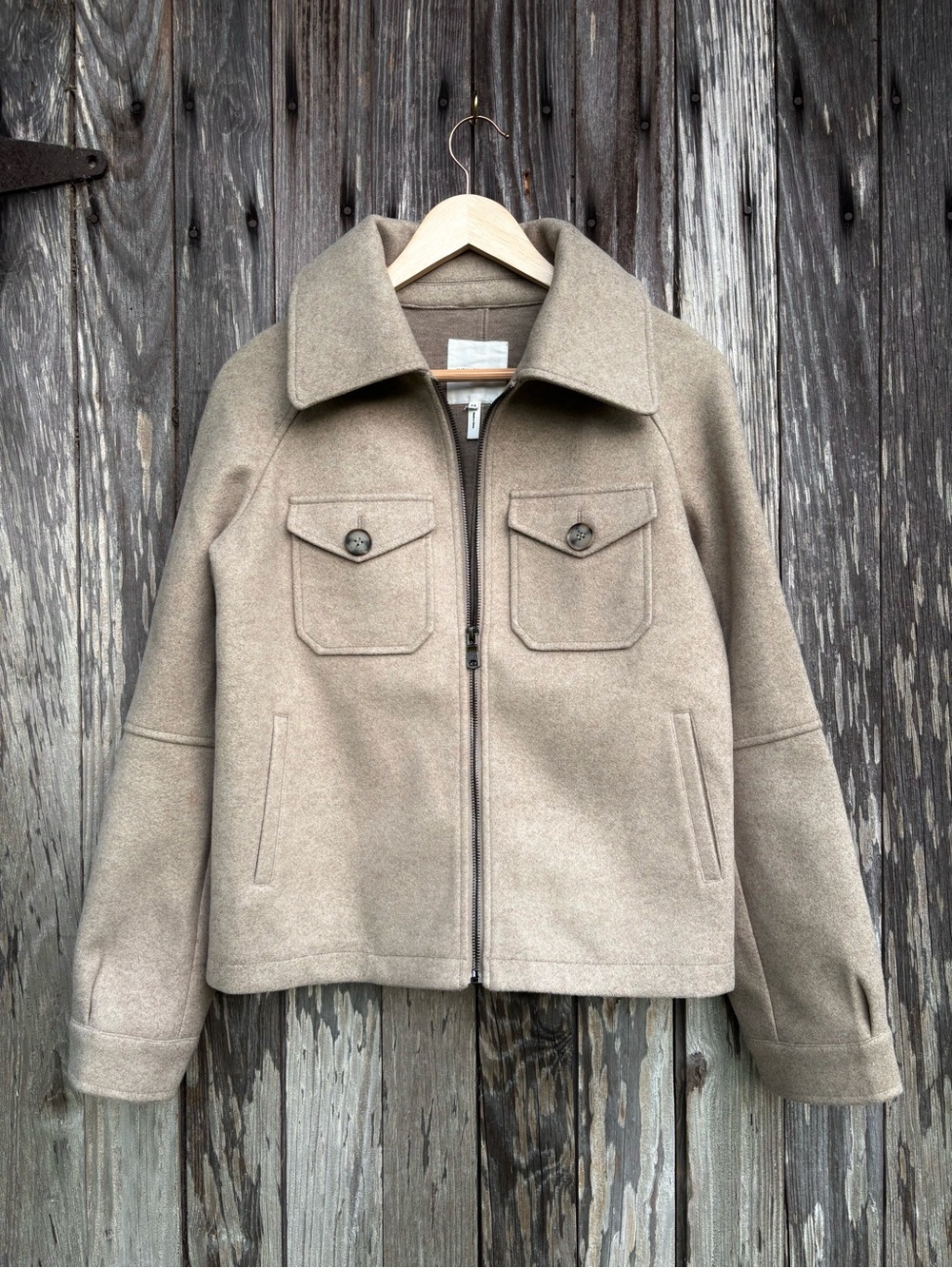 Avec Les Filles Relaxed Zip-Front Jacket  cream size extra small